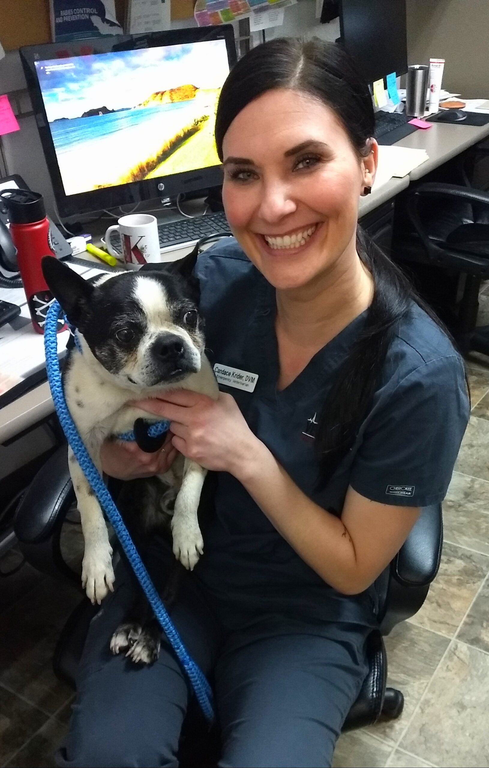 Dr Krider holding dog